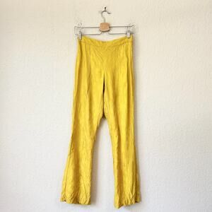 USISI SISTER Pants Lemon Yellow Jacquard High Rise Flare Leg Bratz 90s